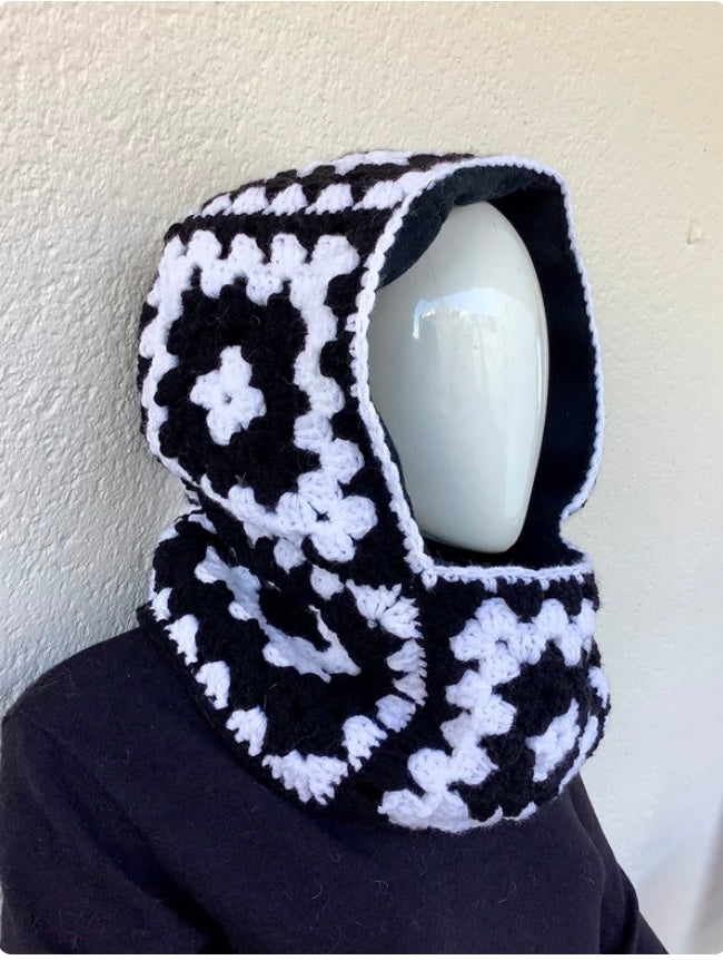 Cagoule doublée polaire noir & blanc